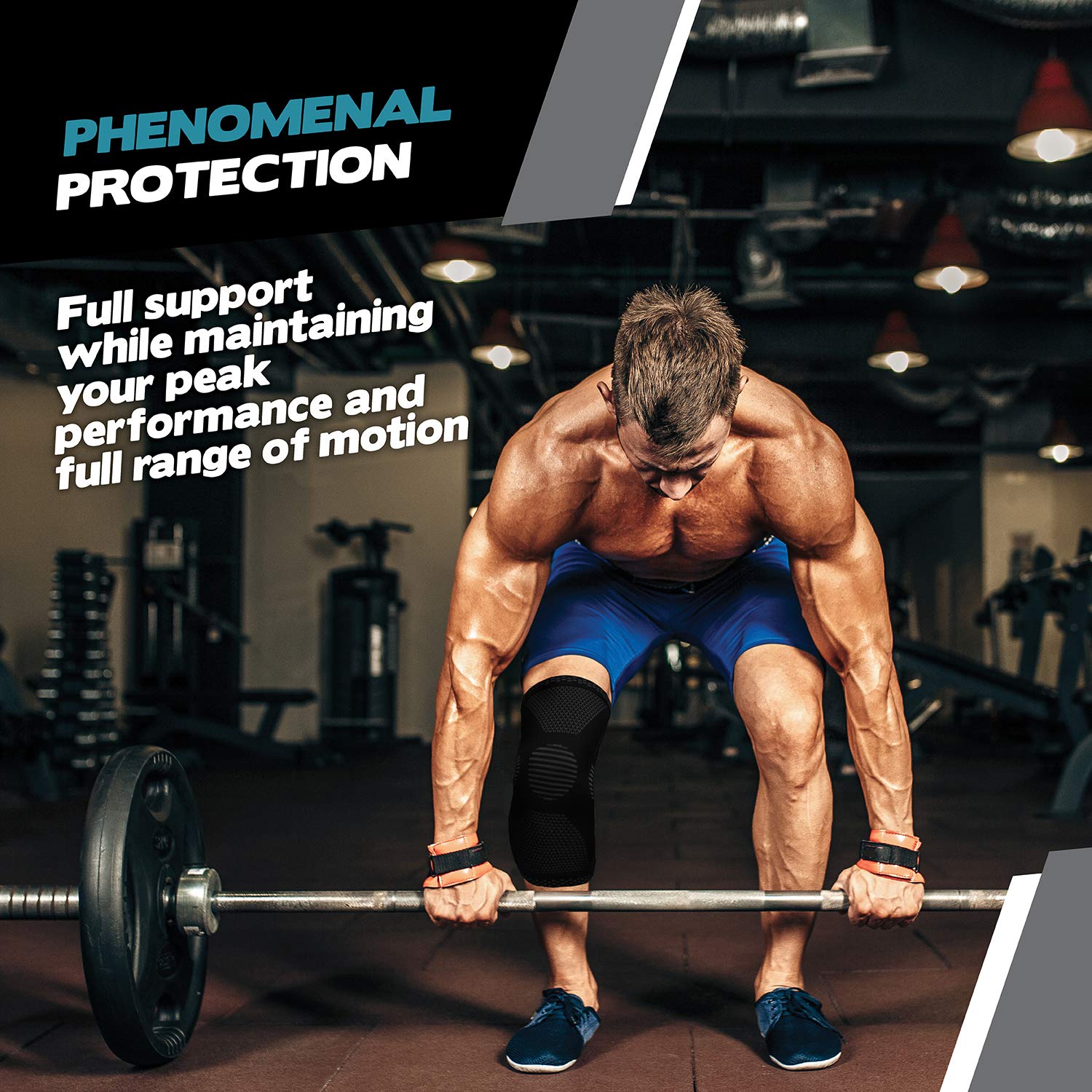 Weightlifter with Compression Knee Sleeve