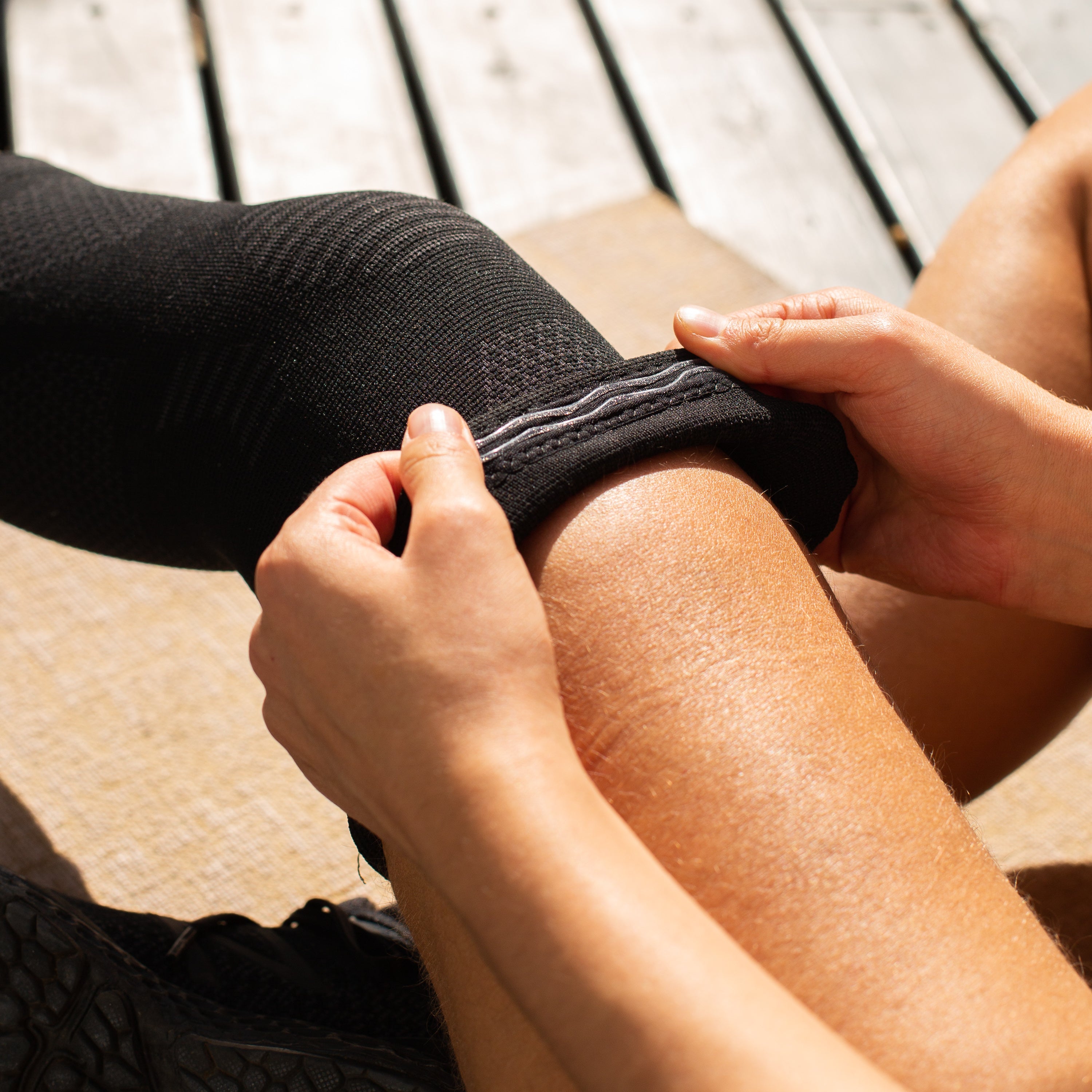 Putting Compression Sleeve on the knee